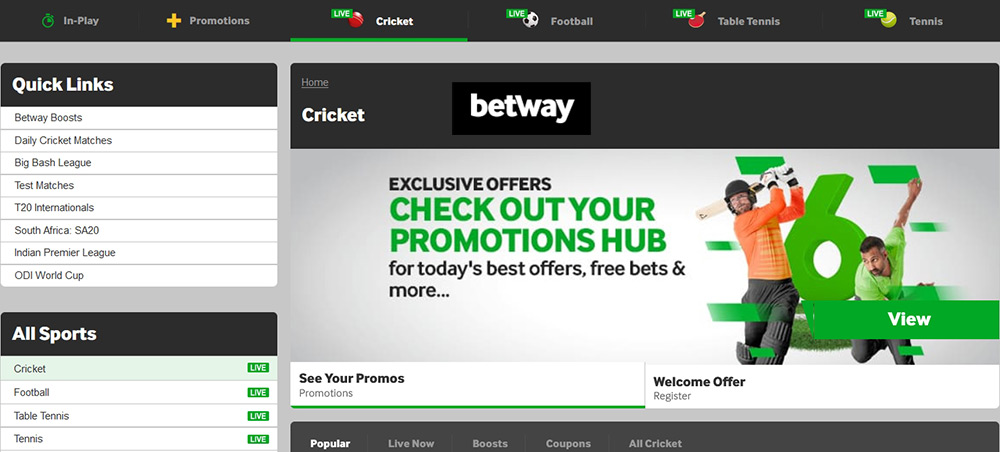 Betway cricket site